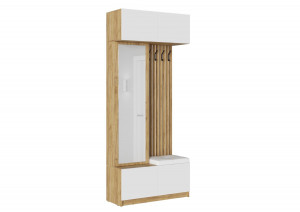 Прихожая открытая Бостон  Дуб крафт\Белый глянец 100х41х236