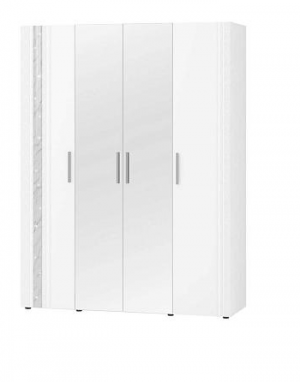 Шкаф распашной 4-створчатый с зеркалом Николь 901.14 белый 170х58х225