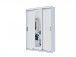 Шкаф-купе 3-х створчатый с зеркалом БРУНО 5 белый 131х50х200