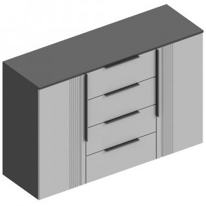 Комод c 4 ящиками Вита  серый ЛОФТ 140х45х93