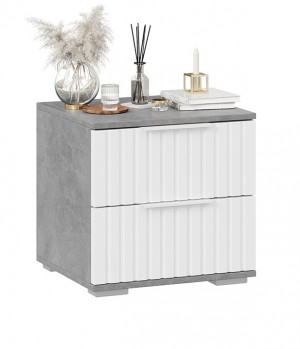 Тумба прикроватная Хилтон серая/белая рельефная