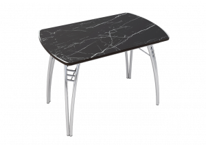 Стол обеденный раздвижной с фотопечатью Мрамор черный 70см