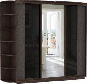 Шкаф-купе 3-х створчатый Оптим венге/экокожа/стекло цветное 150х50х220