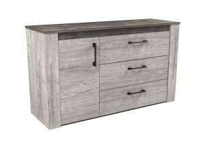 Комод с 3-ящиками Денвер Риббек серый 130х43х75