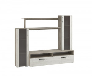 Гостиная Эмма Мини дуб Крафт белый серый 190х42х158