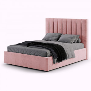 Кровать двуспальная с ПМ  Николь розовый велюр 160х200