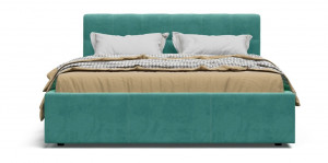Кровать двуспальная Белла с подемным механизмом и ящиком велюр Monolit аква 160х200