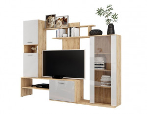 Гостиная стенка Данко дуб вотан/белый глянец