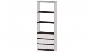 Стеллаж Бостон с тремя ящиками анкор светлый 80х36х210