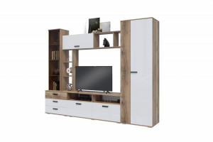 Гостиная Крокус дуб делано/белый глянец 270х47х210