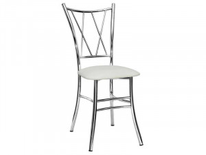 Стул кухонный Диез усиленный каркас хром/белая экокожа 38х48х92