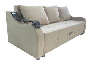 Диван прямой раскладной ППУ Еврокнижка бежевая с подлокотниками 220 см