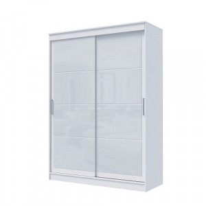 Шкаф-купе 2-х створчатый ГРАНД Белый гладкий/Лакобель белый 200х61х220