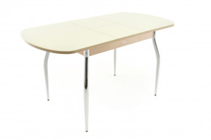 Стол кухонный раздвижной Ривьера стекло бежевое 110х70х75