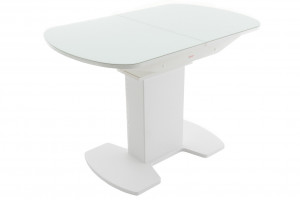 Стол кухонный раздвижной Корсика стекло белый 110х70х77