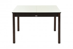 Стол обеденный раздвижной Гамбург  стекло молочное опоры деревянные 120х80х75