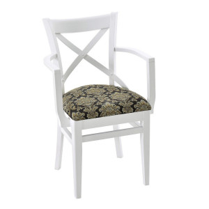 Стул из массива дерева Соло венский с подлокотниками белый 60х50х84