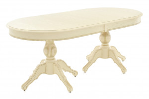 Стол обеденный раскладной Рафаэль 2 из массива дерева слоновая кость 200х100х77
