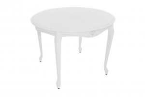 Стол обеденный раздвижной круглый Кабриоль из массива дерева белый 105х75