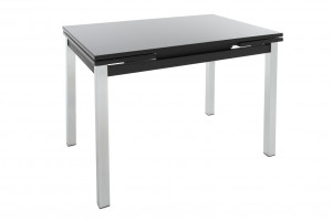 Стол обеденный раскладной Шанхай стекло черное 110х74х78