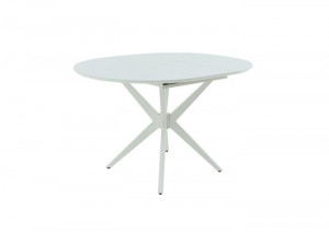 Стол кухонный раздвижной круглый Сидней стеклянный белый 95х75