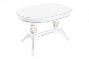 Стол обеденный раздвижной Леонардо из массива дерева белый 120х90х77