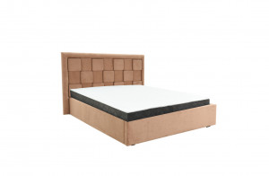 Кровать двухспальная с подъемным механизмом Мери бежевый велюр 160х200