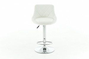 Стул барный с регулировкой высоты Комфорт поворотный механизм на  360° белый кожзам 47х37х104