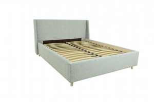 Кровать двуспальная Мишель серый велюр 160х200