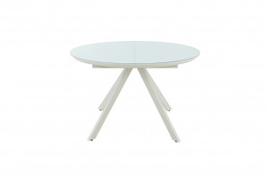 Стол обеденный круглый раздвижной Лондон стекло белое 120х120х78