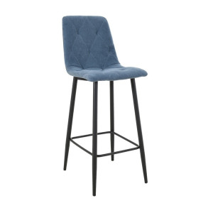 Стул полубарный Чили синий велюр каркас черный металлический 42х46
