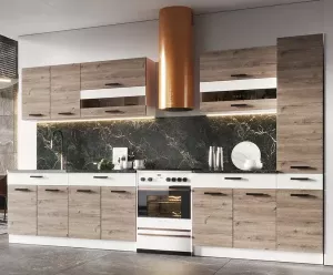 Кухня прямая ЭРА Дуб Горный/белый (ЛДСП) 280 см