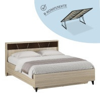 Кровать двуспальная 160х200 с ортопедическим основанием с ПМ Дюна  Дуб сонома светлый