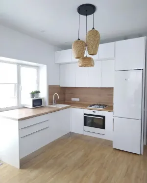 Кухонный гарнитур угловой Фьюжн белый 234х220/179х60
