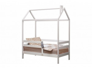 Кровать-домик из массива березы белая 80х16