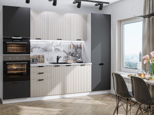 Кухонный гарнитур прямой Евро Лайн-01 белый серый 280