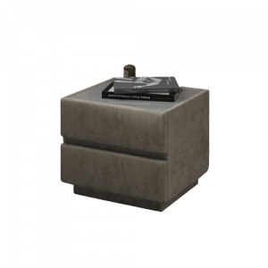 Тумба прикроватная Глория-2 серый велюр/стекло 50х45