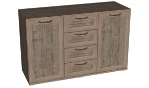 Комод четыре ящика две двери Рандеву дуб оксид 135см