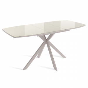 Стол кухонный раздвижной стекло закаленное белый 120(+32)х70х75