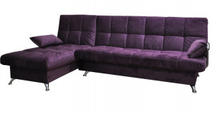 Диван угловой раскладной ППУ Финка ДКУ с хром. бок фиолетовый  310х160