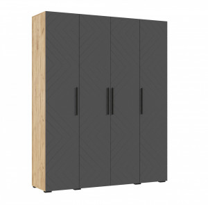 Шкаф распашной 4-х створчатый Флэш крафт/графит 180х51х224