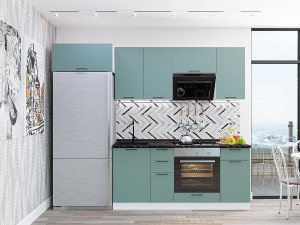 Кухонный гарнитур прямой Флэт-01 Бирюзовый 260