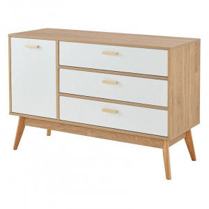 Комод 3 ящика и полка Калгари дуб светлый/белый 120х45х82 см