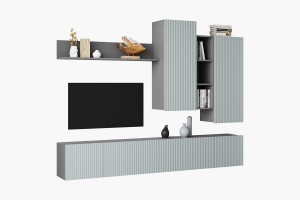 Стенка гостиная СКАНДИ  Серый Шифер Грин Грей Софт 213см