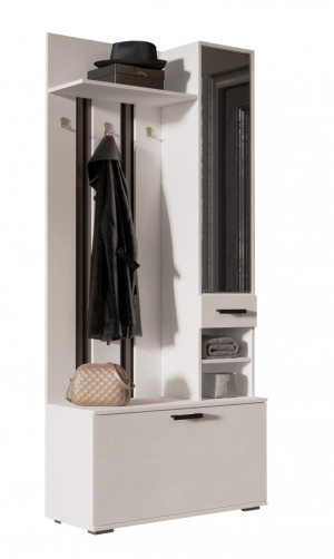 Прихожая Ника ВЗ910 Вешалка с зеркалом белая 91х35х203