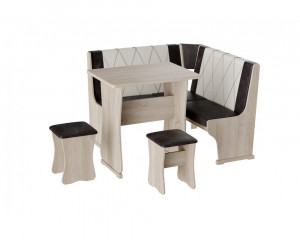 Кух уголок Гамма тип 2 ЛДСП дуб молочный Кз.шоколад+бежевый Бонмебель