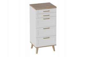 Комод 5 ящиков Гавана дуб натуральный светлый белый матовый 50х40х109
