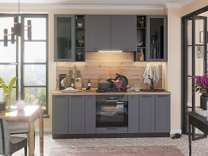 Кухонный гарнитур прямой Глетчер-01  Маренго Силк серый 220