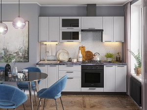 Кухонный гарнитур прямой Глетчер-02 / Гейнсборо Силк светло-серый 250