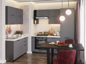 Кухонный гарнитур угловой  Глетчер-03 / Маренго Силк серый 350